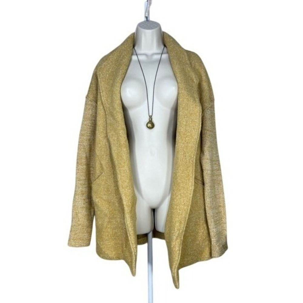 Wool Blend Open Front Cynthia Rowley Cardigan sweater W/L Yellow NWOT